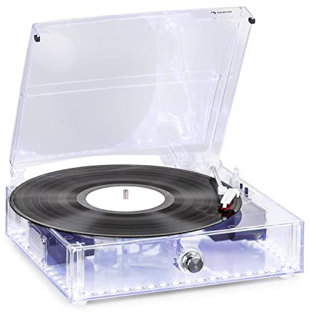 Auna ClearTech - Platine Vinyle Bluetooth, Platine Vinyle avec Enceinte stéréo 33/45/78 TR/Min, Lecteur Vinyle