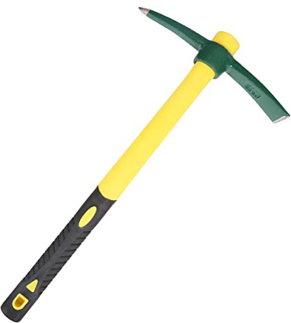 ESCULTORA Pico Forjado de Acero de 45,7 cm, azada Resistente y Duradera, Hacha de púas con Mango de Fibra de Vidrio Recubierto de plástico Ligero, Adecuado para excavar, deshierbar, jardinería,