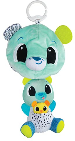 Lamaze L27469 3-in-1 Clip & Go Bear, Mitnführen, Kinderwagen Babyspielzeug, Spielzeug für Babys mit Farben und Geräuschen, Entwicklungsspielzeug für Jungen und Mädchen von 0 bis 24 Monaten, Blau