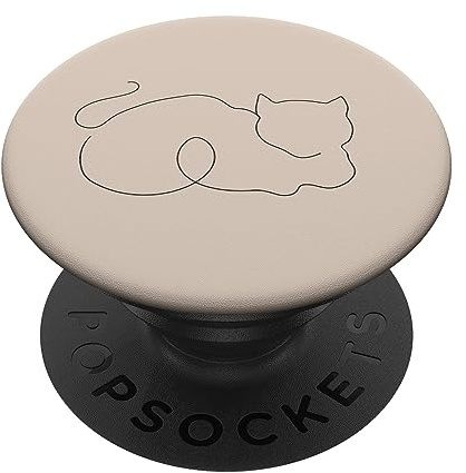 Katze Minimalistische abstrakte Linienkunst beige pastellfarben ästhetisch PopSockets mit austauschbarem PopGrip