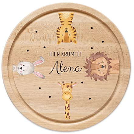 wunderwunsch - Personalisiertes Holzbrett mit hochwertigem UV-Druck - Rundes Holzbrett mit Name - Personalisiertes Schneidebrett für Kinder - Personalisiertes Geschenk für Kinder
