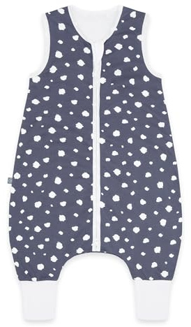 emma & noah Baby Schlafsack mit Füßen 1.0 TOG, Ganzjahres Schlafsack mit Beinen für den Frühling, Sommer und Herbst, 100% Bio-Baumwolle, Oeko-TEX Zertifiziert (Punkte Blau, 80 cm)
