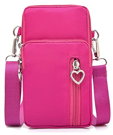 LTLSZRN Borsa Messenger a Tracolla da Donna in Nylon, Porta Cuffie per Mini Cellulare Portafogli Fascia da Braccio (Rosso)