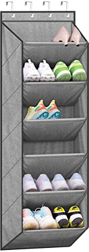 SLEEPING LAMB Schuhregal für Tür mit großer, tiefer Tasche, Schuh-Organizer für Schrank, Wohnheim und schmale hängende Sneaker-Aufbewahrung, Grau