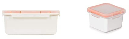 Valira Porta alimentos - Contenedor hermético de 1 L hecho en España, color blanco & Porta alimentos - Contenedor hermético de 0,4 L hecho en España, color blanco