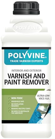 Polyvine Varnish and Paint Remover – Interior & Exterior Non Toxic Paint Remover & Varnish Stripper – Household Eco Safe Removal of Multiple Layers from Masonry, Brick, Wood, Furniture & More - 1L