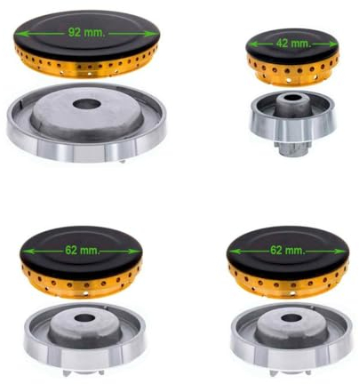 Conjunto 4 quemadores/fuegos con base compatible con cocina de gas Teka, Fagor, Balay