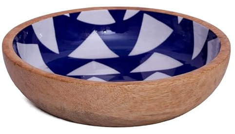 The Great Indian Bazaar Handmade 20 x 5 cms Decorative Mango Wood Snack Serving Bowl for Dry Fruits Chips Coffee Table Countertop Display Key Bowl Tableware Kitchen Living