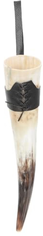NAMOARLY Corne à Boire Viking Décorative Originale Véritable Corne De Bœuf Capacité Importante Objet Art Pratique Et Léger Avec Étui Cuir Cadeau Décoratif Pour Amateurs De Vin