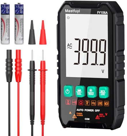 Multimetro Digitale, Multi-Tester NCV, Tester Elettrico Compatto e Intelligente, Auto-Range, Protezione da Sovraccarico, Vero Rms 4000, LCD Retroilluminato, Corrente/Tensione AC/DC, Continuità