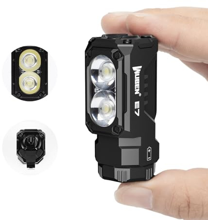 WUBEN E7 EDC Flashlight - 1800 Rechargeable Lumens Mini Light, Super Bright with 6 Modes IP68 Built-in Waterproof for Emergencies, Camping, Hiking
