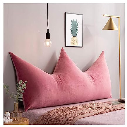 Mswborml Samt Große Kissen Als Rückenlehne Sofa, Krone Lesekissen für Bett und Sofa Ergonomisch Kinder, Lesen Kissen Bett Rückenlehne Rückenkissen Ohne Kopfteil Rückenstützkissen,H,90x50cm/35x19in