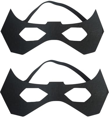 SOUTHSKY Schwarze Augenmasken, Superhelden, 2 Stück, halbes Gesicht, Augenmaske für Halloween, Festival, Karneval, Batman, Batgirl-Kostüm, Party