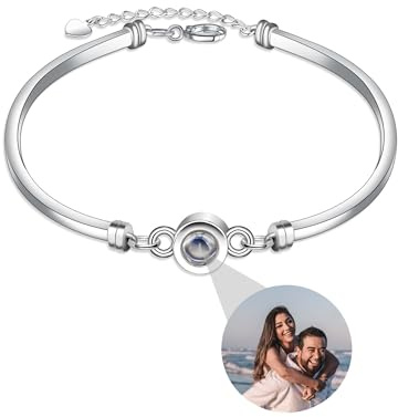 Foto Armband, personalisiertes Armband mit Foto Projektion Armreif, Bild Armband, kundenspezifisches Gedächtnis Armband mit Hund/Katze/Paare/Familie Bild innen, Geschenke für Geburtstag/Weihnachten