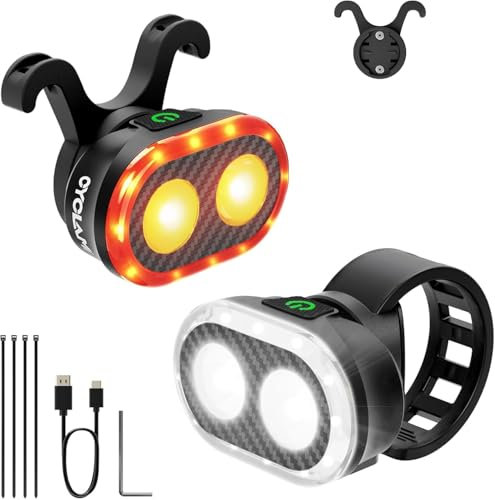 Bike Lights Front and Back, Type-C Rechargeable Super Bright Bicycle Lights,600mAh IPX6 Waterproof Bike Light Set with Spotlight & Floodlight,Bicycle Lights for Cycling Safety/Camping/Backpack