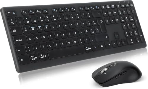 CITLLA M9300 combinación inalámbrica de Teclado y ratón, Receptor USB 2 en 1 y Dos Bluetooth, Teclado silencioso multidispositivo, para computadora, computadora portátil, Oficina, Trabajo