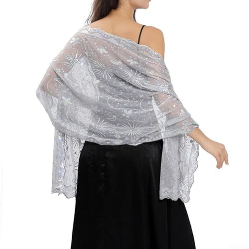 Charmanter Pailletten-Glitzer-Schal für elegante Abende und formelle Veranstaltungen, silber