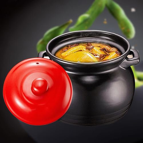 Olla De Cerámica para Cocinar, Olla De Barro para Cocinar, Olla De Barro para Horno, Cazuela, Olla para Cocinar, Grande, Hecha A Mano, No Se Agrieta, Olla De Cocción Lenta,3.5L