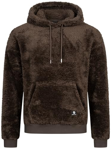 Höhenhorn björn huvtröja teddyfleece herr luva pullover hoodie sweatshirt, BRUN, L