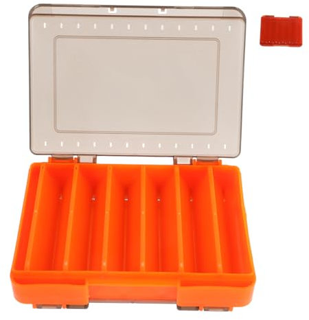 BIUDECO Kompakte Tragbare Angelköderbox Doppelseitiger Organizer Für Angelausrüstung Kleine Aufbewahrungsbox Mit Transparentem Deckel Und Verstellbaren Trennwänden Für Köder Und