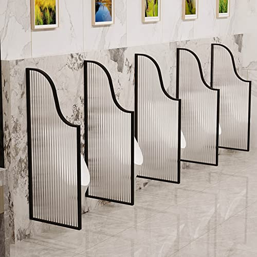 WJFTODAY Wandmontierter Badezimmer-Urinal-Sichtschutz, Toilettentrennwand, Urinal-Trennwaettentrennwand, Urinal-Trennwand, rostfreier Edelstahlrahmen, Trennwand aus gehärtetem Glas (schwarz, 2 Stück)