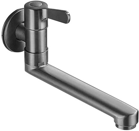 SXWYLZ Rubinetto da Muro per Lavatoio Acqua Fredda Rubinetto A Muro Lavatoio Ottone Rubinetto Girevole Bagno Lavabo,Grigio,18 Cm