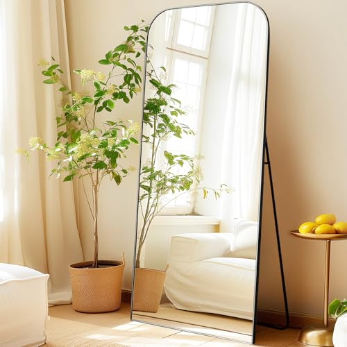 LunaMirror Oversized Full Length Mirrors Large Free Standing Floor Mirror Full Body Wall Mounted for Bedroom Living Room and Hallway, Black Aluminium Frame, 179x65 CM