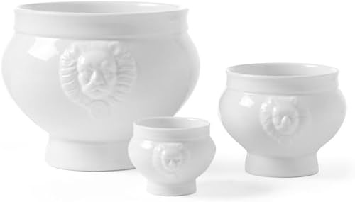 HENDI Bol, tasse, avec tête de lion, pour petit-déjeuner, soupes, céréales, desserts, fruits, convient au lave-vaisselle et micro-ondes, 0.5L, ø138x(H) 95mm, léger, porcelaine blanche (Lot de 5)