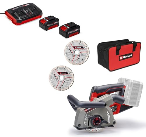 Einhell Professional Rozadora con batería TP-MA 36/30 Li BL-Solo Power X-Change 36 V incl. 2 discos + Einhell Original Starter Kit 2 x 4 Ah Battery and Twincharger 18 V