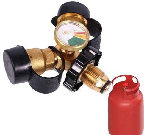 Diviseur de Bouteille de Gaz Double Voie,Diviseur à Gaz avec Robinet d'Arrêt Double Entrée - Raccords de Tuyau de Précision Accessoires pour Réchauds Brûleurs Barbecues Camping