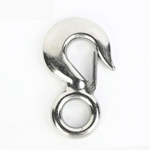 Hoist Cargo Hooks,Heavy Duty Rigging Hook,Stainless Steel Hoist Cargo Hook Lifting Chain Eye Rotatable Ring Claw With Lock Working Load(2t)
