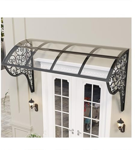 LVLDAWA Awnings For Doors, Outdoor Aluminum Alloy Rainproof Cover With Tempered Glass Panel, Patio Front Door Overhang Protection Shelter For Entrances, Porches(120X40X50CM)