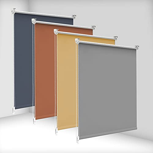 bobodeco Verdunklungsrollo ohne Bohren & mit Bohren, Verdunkelungsrollo Klemmfix, Hellgrau B40x H140cm (Stoffbreite 40cm), Thermorollo Sichtschutz und Sonnenchutz, Rollos für Fenster & Tür
