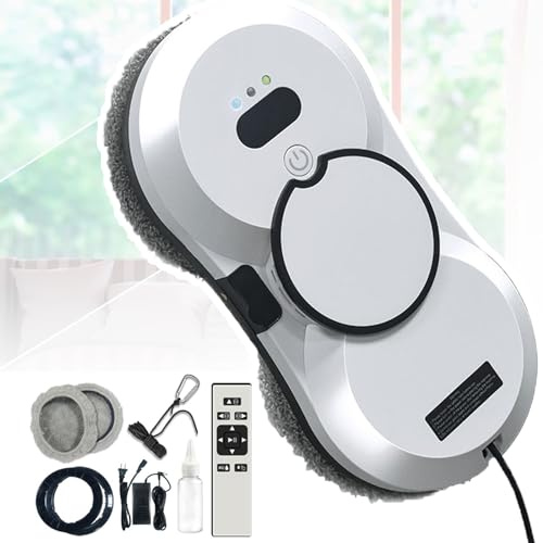 80w Window Cleaner W/Remote Control, Robot Window Vacuum Cleaner Smart(Suction Power 5600pa), 360° Rotation/Safe Anti-Drop