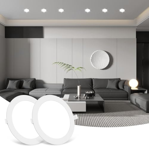Sararoom 2Packs 18W LED Round Ceiling Panel Light 6500K Cool White Ultra Slim Downlights 1620lm Recessed Ceiling Lights for Living Room Bedroom Bathroom Corridor Office Kitchen Shop