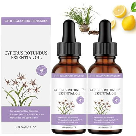 2pcs Cyprus Oil for Hair Removal,Organic Cyperus Rotundus Oil for Reducing Body Hair Growth, Natural Grass Body Hair Removal Care Serum,for Hair Growth Inhibitor,Moisturizing & Soothing (B)