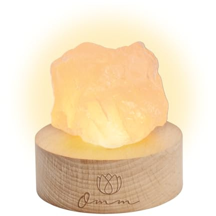 moses. Omm for you LED-Kristall-Licht – mit abnehmbaren Rosenquarz, warmweißen Licht und einem Holzsockel (Durchmesser: 8 cm), spirituelles Wohnaccessoire für Meditation