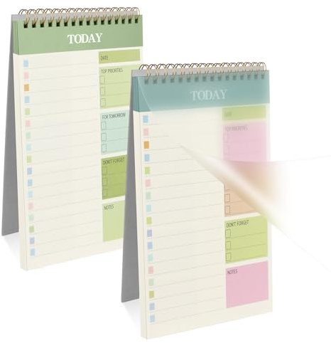 OFFCUP 2 Pezzi To Do List Planner 52 Fogli A5 Senza Data Blocco Note Giornaliero Blocco Per La Pianificazione Taccuino a Spirale Lista Di Controllo Per Elenchi, Note e Liste Della Spesa