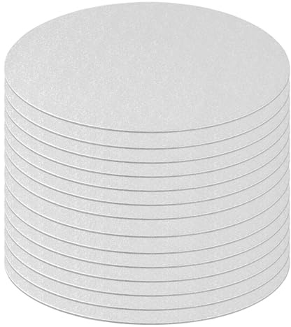 LEXININ 12 PCS 10 Inch/25cm Round Silver Cake Card Board, Silver Cake Circle Base for Wedding Party Decoration