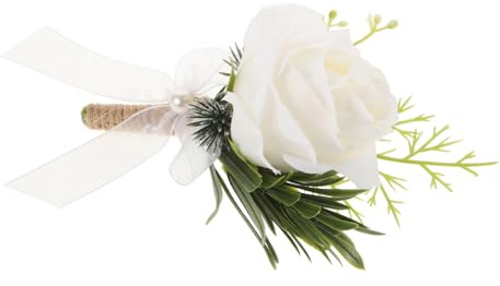 Künstliche Hochzeitsansteckblume für Bräutigam und Brautjungfer Weiß Gewebe | Braut und Bräutigam Ansteckblume, Elegante Gewebeausführung, für Hochzeiten, Feste und Partys