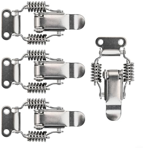 Gdfnmogo Lot de 4 loquets à bascule à ressort en acier inoxydable pour boîtes à outils, valises, boîtes de rangement, armoires en bois (S)