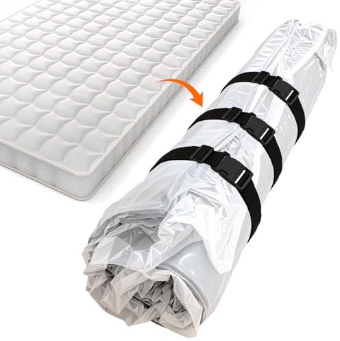 QWORK® 200x240 cm Vakuumbeutel für Matratzen 140/160 x 200 cm - Platzersparnis bis zu 80%, inkl. 3 Spanngurte - Ideal für Umzug und Lagerung