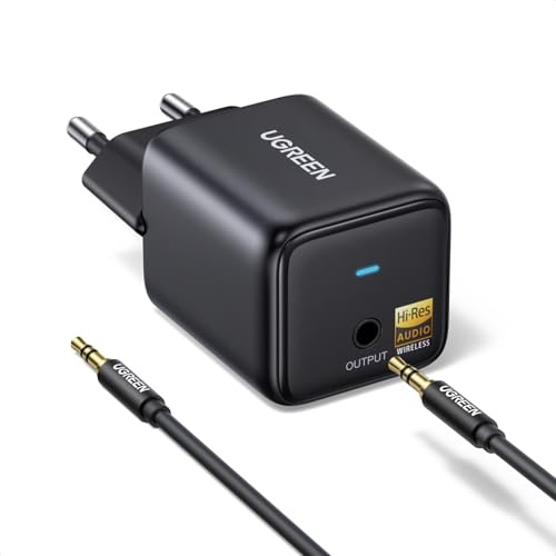UGREEN Récepteur Bluetooth 6.0 LDAC Adaptateur Audio Bluetooth pour Chaîne HiFi Hi-Res Audio avec 3.5mm Connexion Alimentation Directement Branchable pour Haut-Parleur Amplificateur Faible Latence