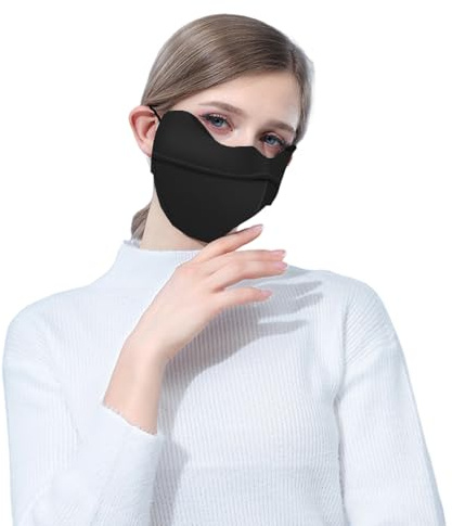 Demi-bouclier de protection contre la poussière avec doublure en polaire thermique – Masque de cyclisme – Pour homme et femme – Pour l'hiver, la moto, le cyclisme, le ski, le sport, la neige, la