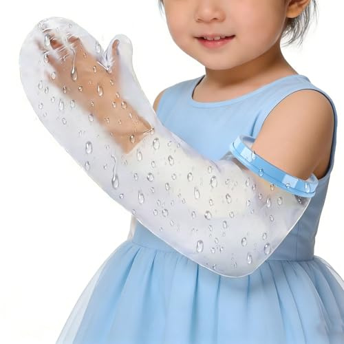 Fantasyon Funda impermeable para brazo para niños para ducha después de la cirugía, protectores de yeso suaves y cómodos para manos rotas, dedos y muñecas, bolsa elástica reutilizable para vendaje