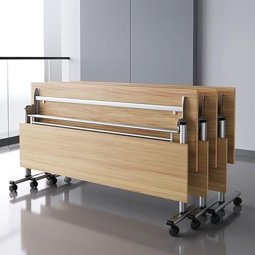 Klapptisch, Verstellbarer Mehrzweck-Klapptisch, klappbarer Konferenztisch, Besprechungstische-Set (3er-Set), moderner, klappbarer Büro- und Schulungstisch aus Holz mit leisen Rollen, Rund