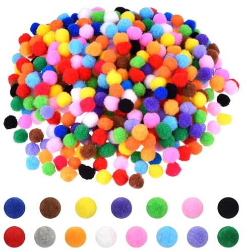 1000 Pompones de Colores de 10 mm para Manualidades y Artesanía, pompones suaves de polipropileno, multicolor, accceso para DIY, decoraciones escolares y domésticas