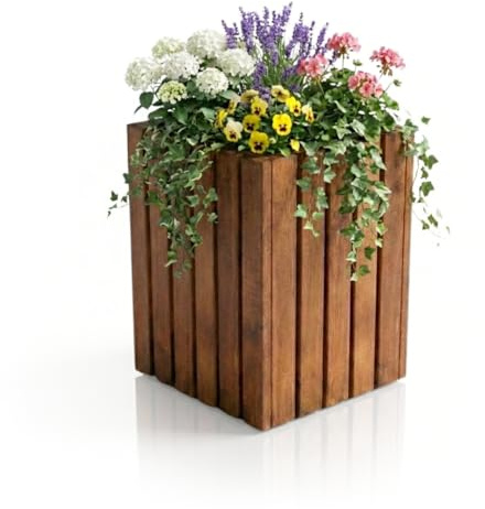 Mega Holz Pflanzkübel rechteckig aus imprägnierter Kiefer TAVO55 inkl. Einsatz - Blumenkasten Holz wetterfest für Indoor & Outdoor - Pflanzkasten für Balkon, Garten & Terrasse - 34x37x55 cm