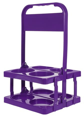 Operitacx Oktoberfest Portable Beer Carrier with Handle Foldable Plastic Beer Rack for Camping and Bar Reusable Drinks Holder in Purple