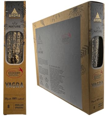 HOSTENATURA Aroma Nature | Caja Incienso Orgánico Yagra | 12 Cajitas de 8 Varillas Gruesas | Prosperidad, Abundancia y Aroma Natural